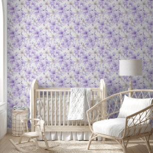 Delicate Watercolor Purple Flowers Wallpaper
