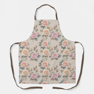 Delicate Watercolor Roses In Soft Pastel Colours Apron