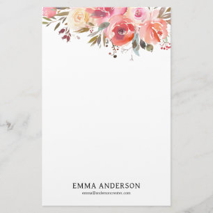 Delicate Watercolor Roses Stationery