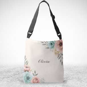 Delicate Watercolor Sketchy Flowers  Crossbody Bag