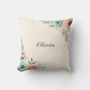 Delicate Watercolor Sketchy Flowers  Cushion