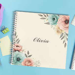 Delicate Watercolor Sketchy Flowers Notebook