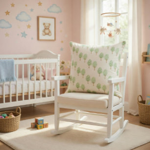 Delicate Watercolor Trees Pattern Light Green Cushion