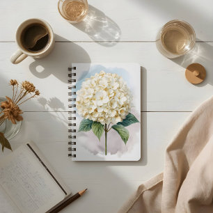 Delicate Watercolor White Hydrangea Bloom Notebook