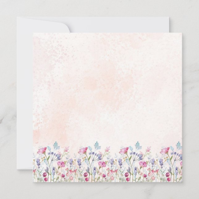 Delicate Watercolor Wildflower Pink Blank Card (Front)