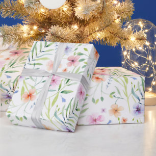 Delicate Watercolor Wildflower Wrapping Paper