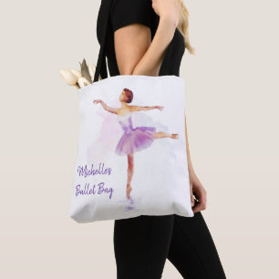 Delicate Watercolour Ballet Dancer - Your Text on Tote Bag