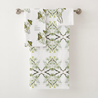 Delicate Watercolour Yellow Swallowtail Bath Towel Set