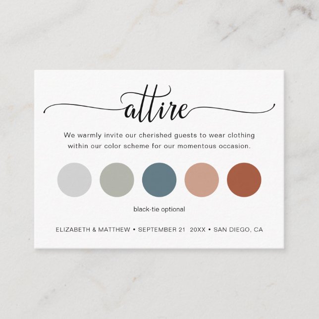 Delicate Wedding Colour Dress Code Insert (Front)