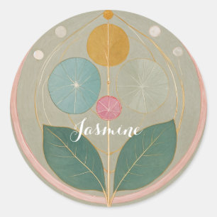 Delicate Whimsy: Abstract Pastel Flower Classic Round Sticker