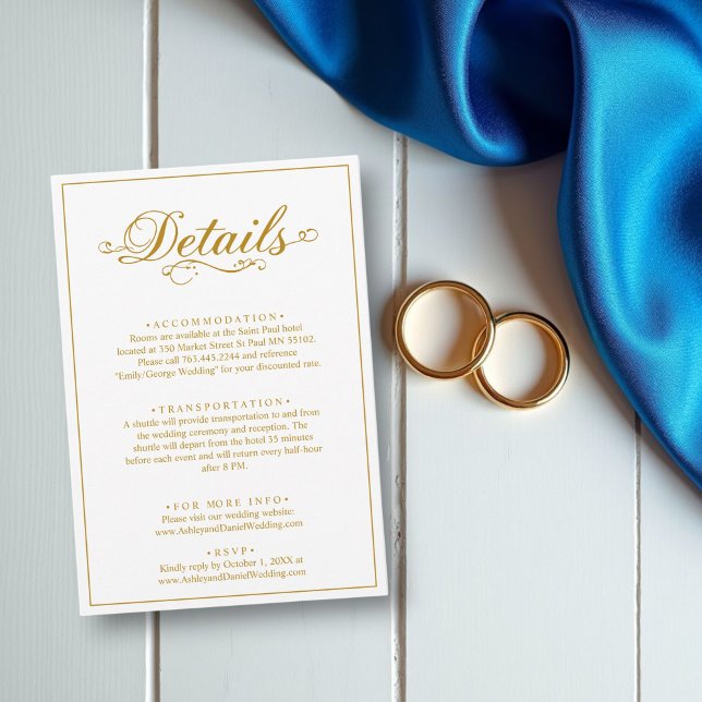 Delicate White And Gold Script Simple Wedding Enclosure Card (Creator Uploaded)