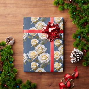 Delicate White And Pale Yellow Roses Wrapping Paper