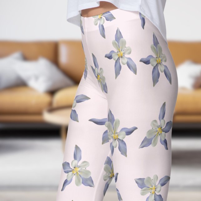 Delicate White Blush Floral Petals Pattern Leggings (Pale Petals on Lavender Blush)
