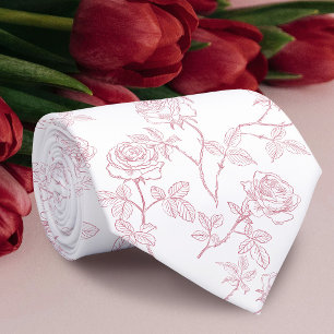 Delicate white burgundy roses tie