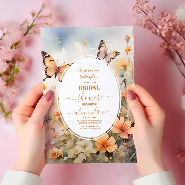 Delicate White Butterfly Garden Bridal Shower Invitation (Creator Uploaded)