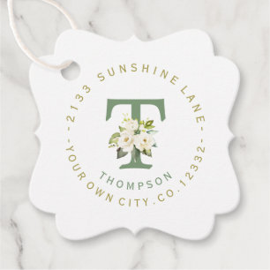 Delicate White Floral Circular Address Label