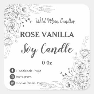Delicate White Floral Soy Candle Product Labels