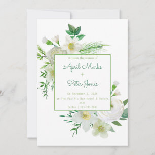 Delicate White Floral Wedding Invitation