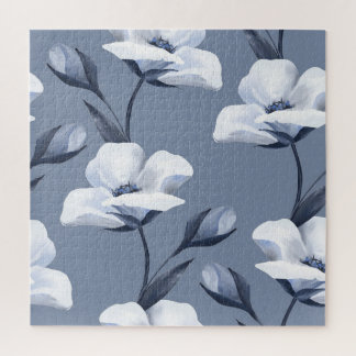 Delicate white flowers: seamless pattern. jigsaw puzzle