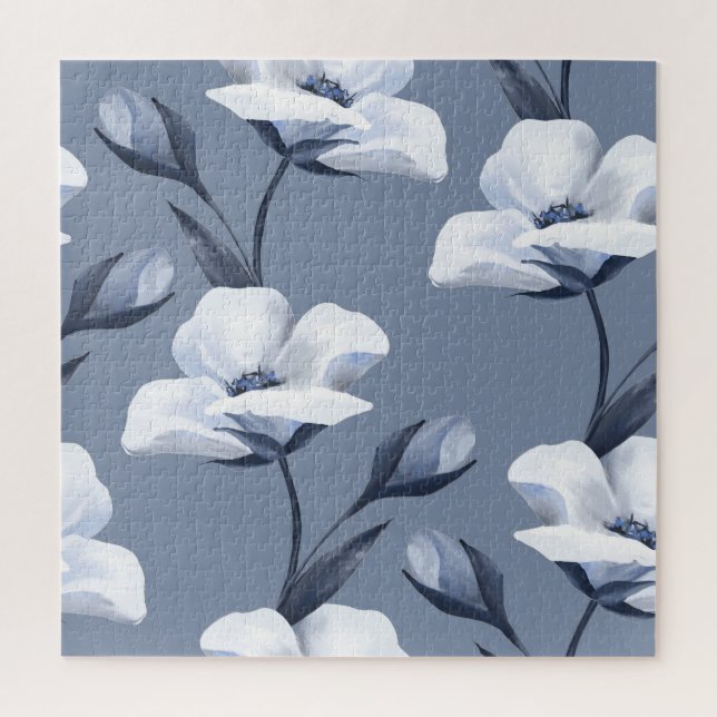Delicate white flowers: seamless pattern. jigsaw puzzle (Vertical)