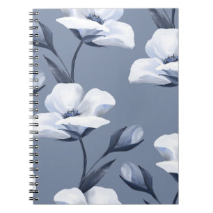 Delicate white flowers: seamless pattern. notebook