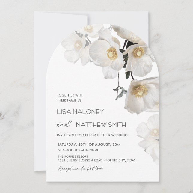 Delicate White Flowers Wedding Invitation (Front)