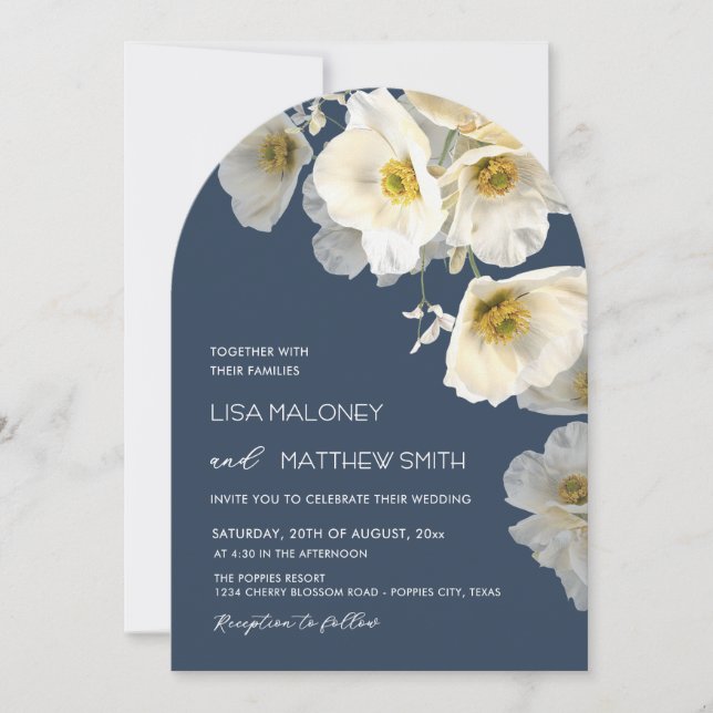 Delicate White Flowers Wedding Invitation (Front)