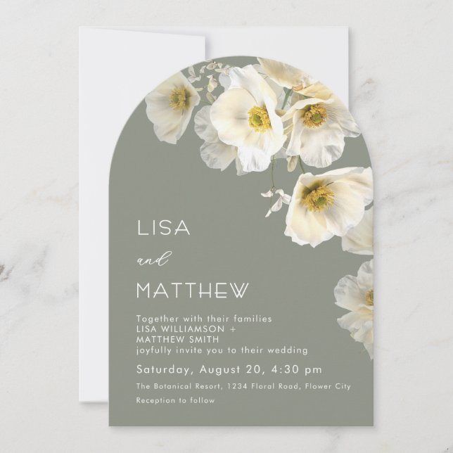 Delicate White Flowers Wedding Invitation (Front)