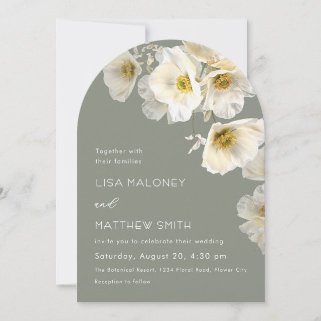 Delicate White Flowers Wedding Invitation (Front)