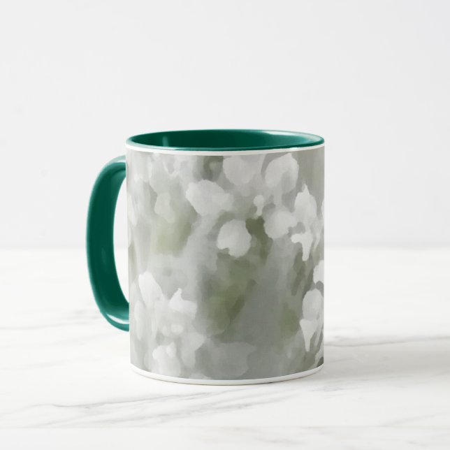 Delicate White Impressionist Botanical Flower Art  Mug (Front Left)