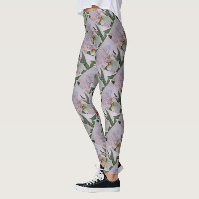 DELICATE WHITE IRIS | FLORAL LEGGINGS (Left)