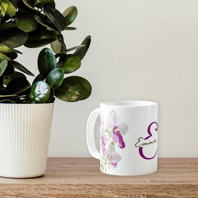 Delicate White Orchid Flowers Customisable Coffee Mug (Creator Uploaded)