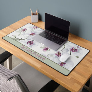 Delicate White Orchids Customisable Desk Mat