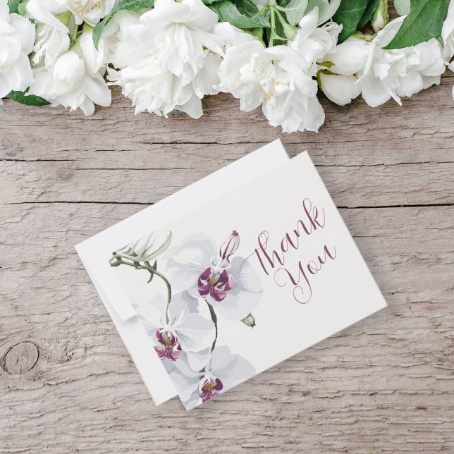  Delicate White Orchids Painting Thank You Card (Creator Uploaded)