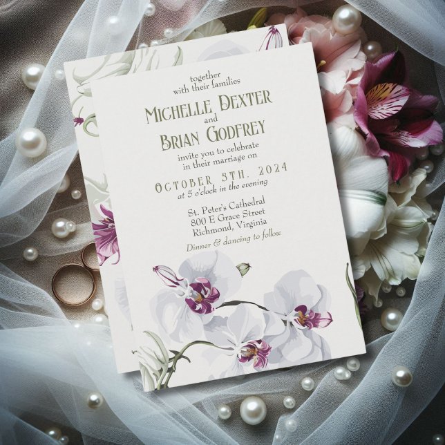Delicate White Orchids Wedding Invitation (Creator Uploaded)