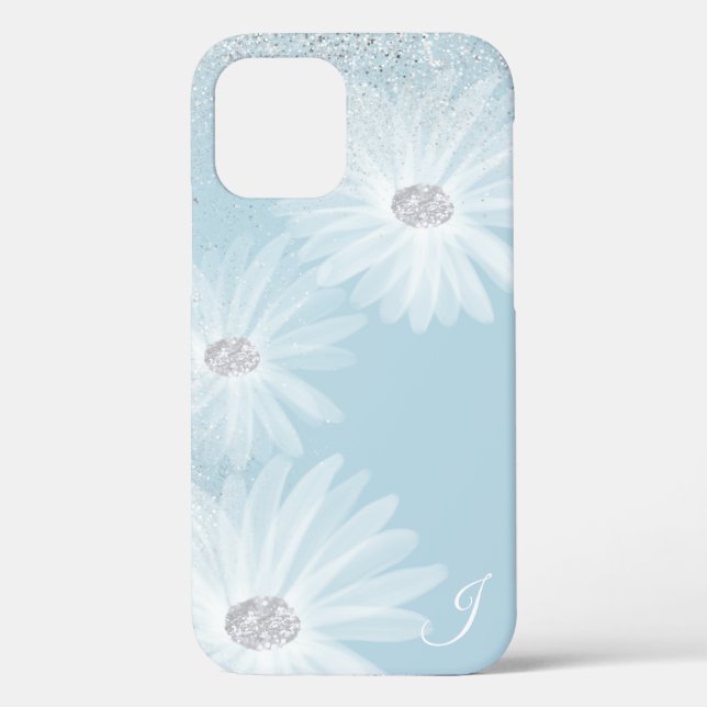 Delicate White Ribbon Flowers Monogram Case-Mate iPhone Case (Back)