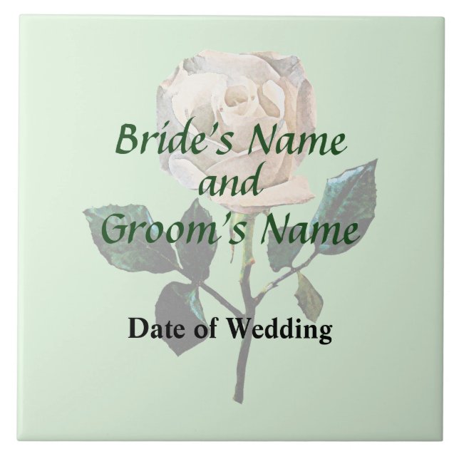 Delicate White Rose Wedding Products Tile (Front)