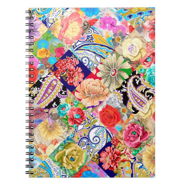 Delicate white roses and peonies with petals and l notebook (Front)