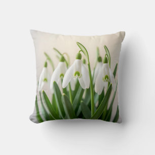 Delicate White Snowdrop Flowers Spring Bloom Cushion