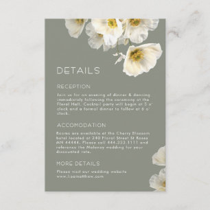 Delicate White Yellow Flowers Wedding Enclosure Card