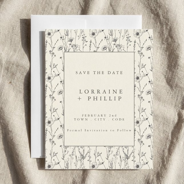 Delicate wild flowers garden wedding save the date (Delicate wild flowers garden wedding save the date.)