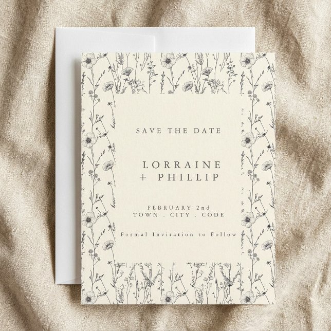 Delicate wild flowers seamless pattern wedding save the date (Delicate wild flowers seamless pattern wedding save the date.)