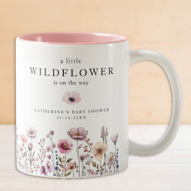 Delicate Wildflower Baby Shower Mug – Dusty Pink W (Wildflower Mug)