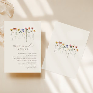 Delicate Wildflower   Beige Wedding Invitation