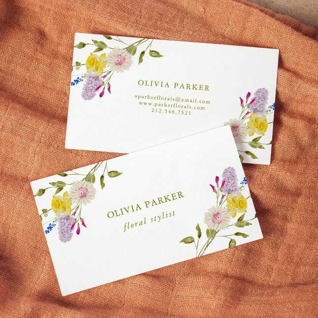 Delicate Wildflower Bouquet Business Card (Creator Uploaded)