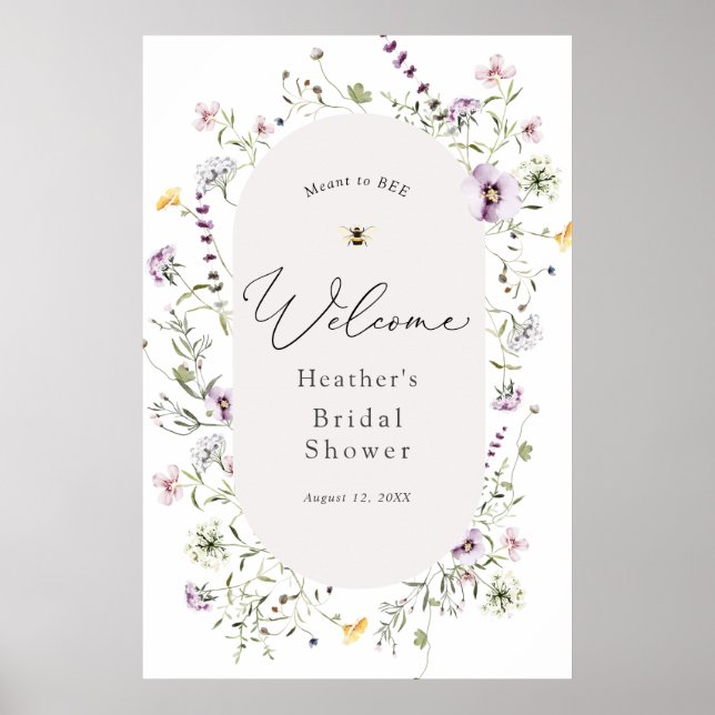 Delicate Wildflower Bridal Shower Welcome Poster (Front)