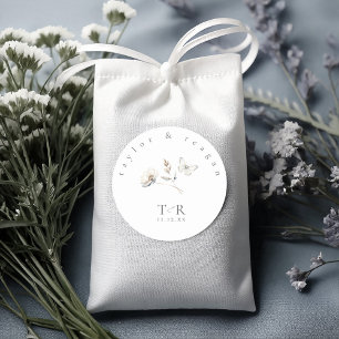 Delicate Wildflower Butterfly Wedding ID1102 Classic Round Sticker