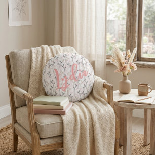 Delicate Wildflower Design in Soft Pastels Throw  Round Cushion