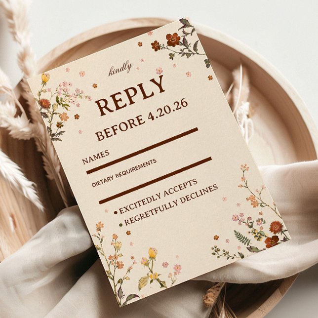 Delicate Wildflower Elegant RSVP Card (Creator Uploaded)