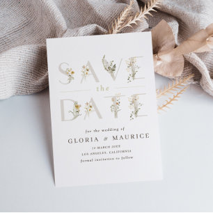 delicate wildflower letters Save the Date